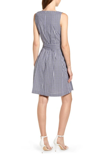 Shop Anne Klein Gingham Fit & Flare Dress In Eclipse Combo