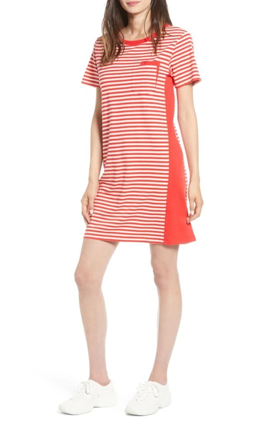 Shop Current Elliott The Beatnik T-shirt Dress In Red White Stripe