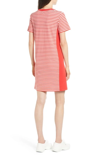 Shop Current Elliott The Beatnik T-shirt Dress In Red White Stripe