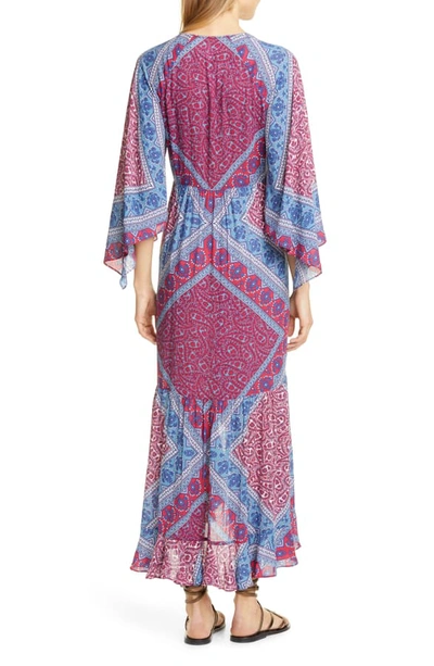 Shop Ba&sh Usso Mixed Print High/low Dress In Framboise