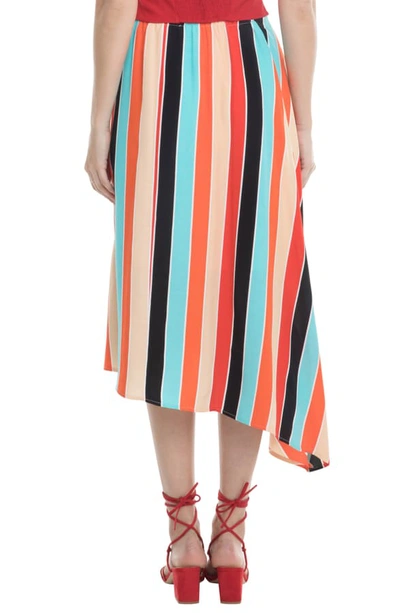 Shop Astr Monica Stripe Asymmetrical Skirt In Aqua/ Orange Stripe