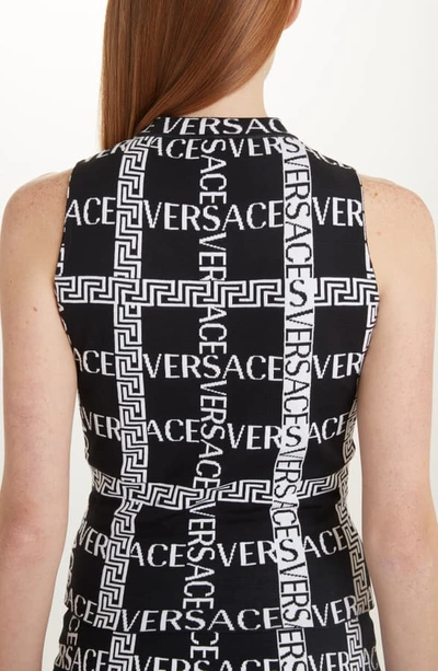 Shop Versace Logo Grid Sweater Tank In Black/ White