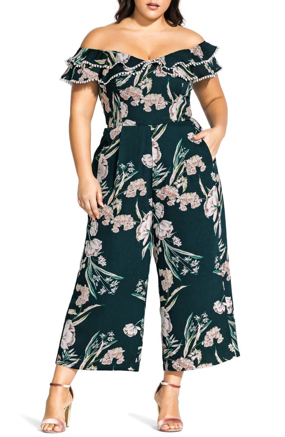 off the shoulder cropped jumpsuit