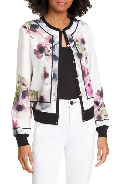 Shop Ted Baker Neopolitan Border Cardigan In Ivory