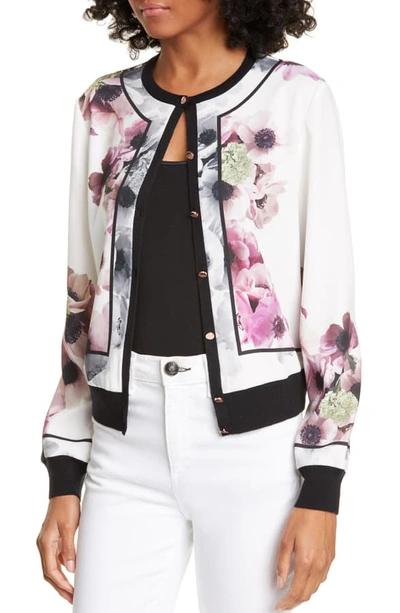 Shop Ted Baker Neopolitan Border Cardigan In Ivory