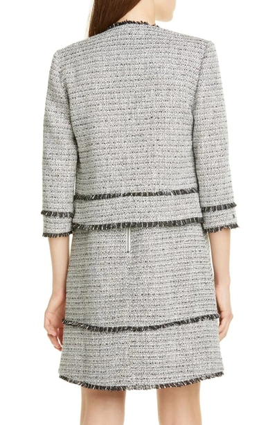 Shop Ted Baker Aleice Contrast Panel Boucle Jacket In Charcoal