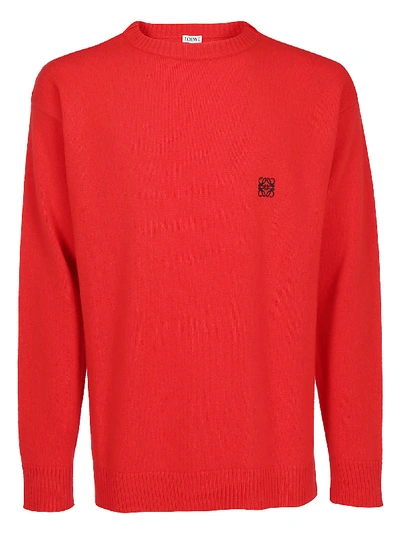 Shop Loewe Anagram Logo Knitted Jumper In Red