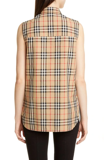 Shop Burberry Palila Check Sleeveless Shirt In Archive Beige Ip Chk