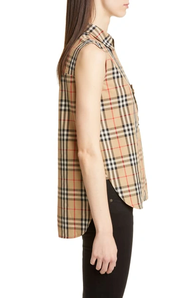 Shop Burberry Palila Check Sleeveless Shirt In Archive Beige Ip Chk