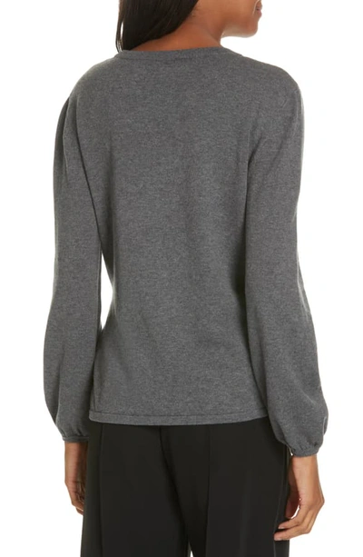 Shop Milly Tie Front Balloon Sleeve Sweater In Charcoal
