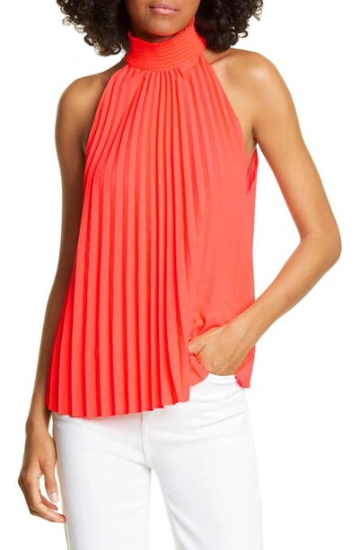 Shop A.l.c Imani Pleated Sleeveless Top In Neon Orange