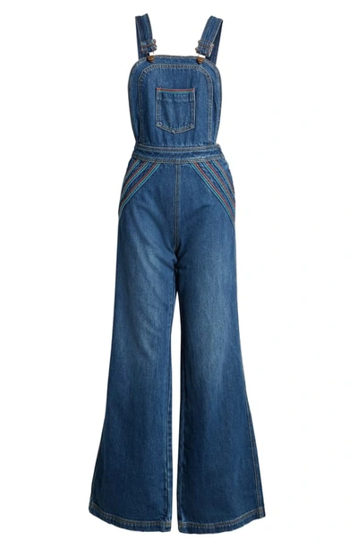 Shop Free People Chasing Rainbows Overalls In Blue