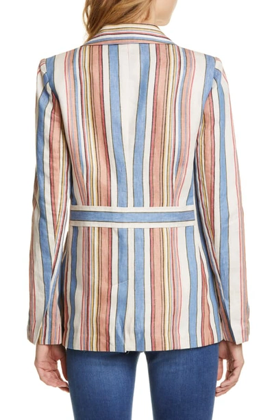 Shop Frame Stripe Linen Blazer In Birkin Blue Multi