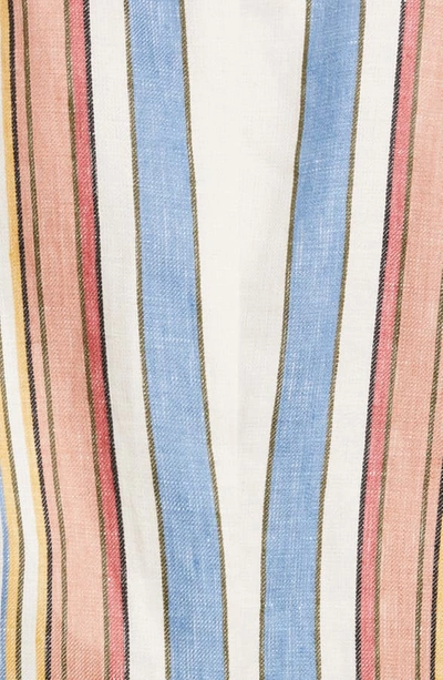 Shop Frame Stripe Linen Blazer In Birkin Blue Multi