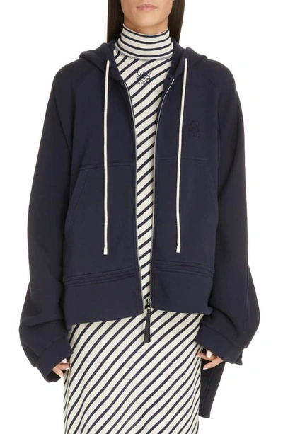 Shop Loewe Oversize Cotton Hoodie In Navy