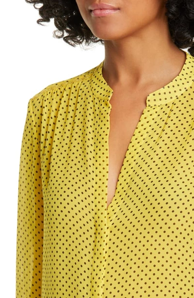 Shop Joie Mintee G Polka Dot Silk Top In Sulphur