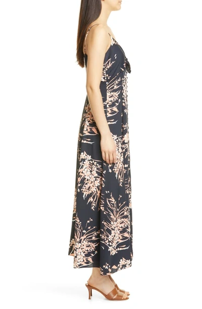 Shop Joie Almona Floral Print Button Front Maxi Dress In Caviar