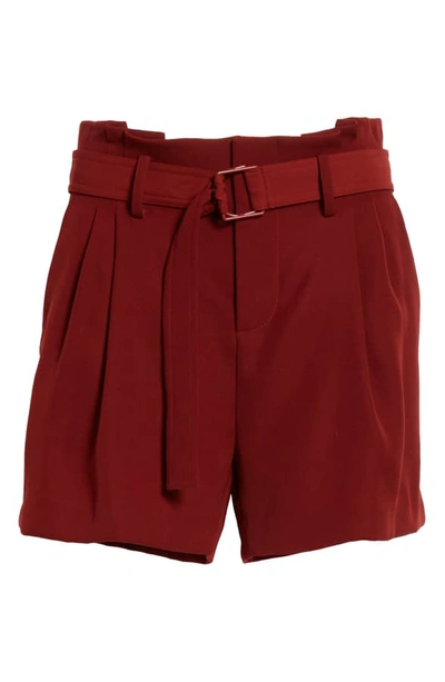 Shop Vince Belted Shorts In Redwood