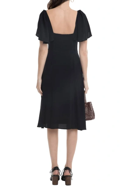 Shop Astr Rachelle Tie Front Ruffle Sleeve Dress In Black