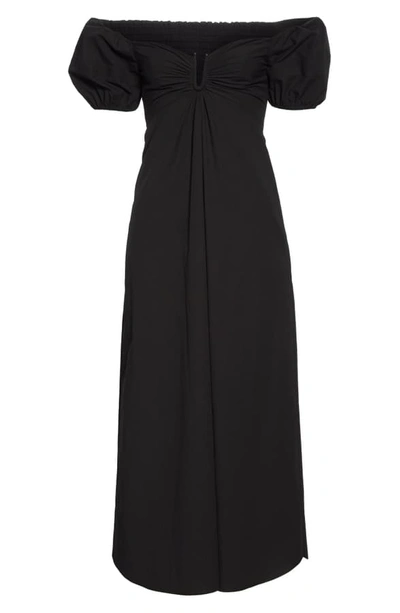 Shop A.l.c Marilyn Off The Shoulder Midi Dress In Black