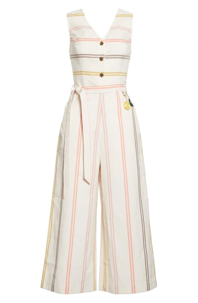 Shop Ted Baker Colour By Numbers Stripe Sleeveless Jumpsuit In Ivory