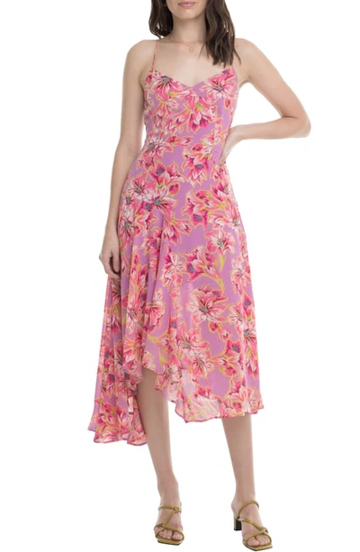 Shop Astr Janine Handkerchief Hem Dress In Lavender-pink Floral