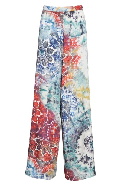 Shop Alice And Olivia Athena Tie-dye Print Wide Leg Pants In Tie Dye Kaleidescope