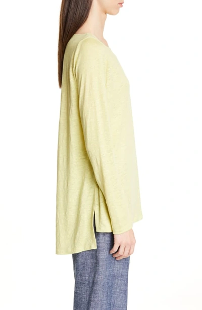 Shop Eileen Fisher Drop Tail Hem Organic Linen Tunic In Lemon Ice