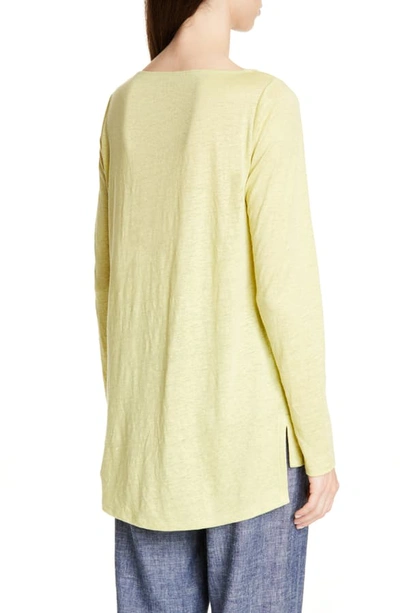 Shop Eileen Fisher Drop Tail Hem Organic Linen Tunic In Lemon Ice