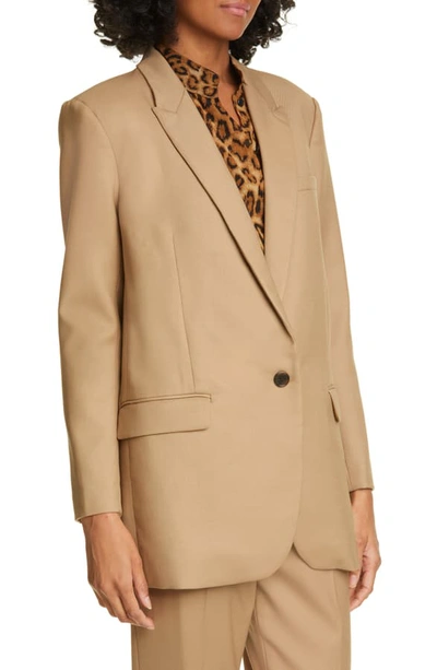 Shop Nili Lotan Diane Stretch Wool Blazer In Camel