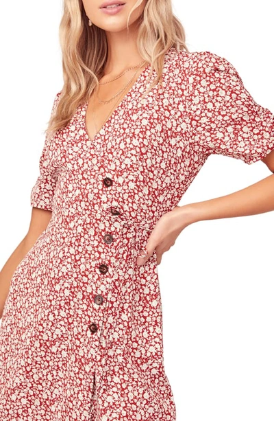 Shop Astr Kinsley Micro Print Wrap Dress In Red-ivory Multi Floral
