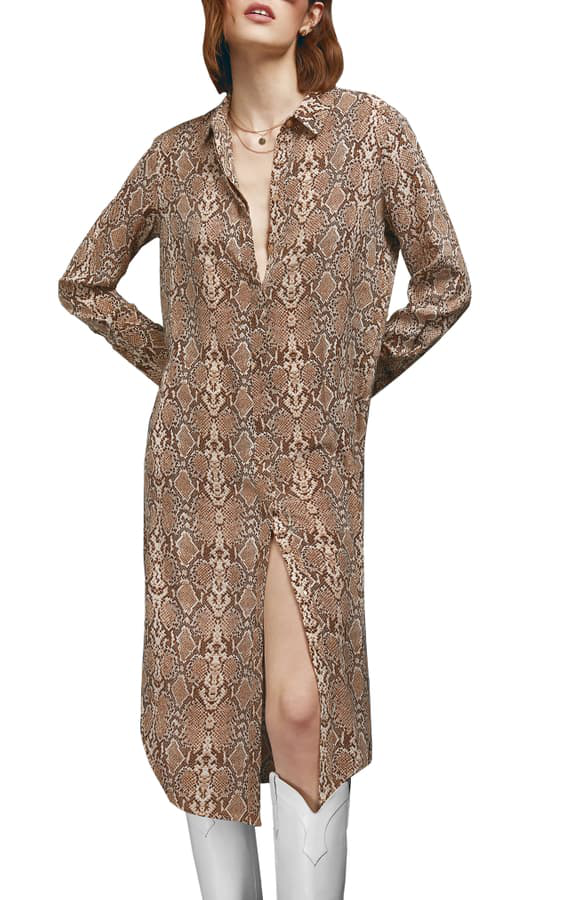 anine bing chelsea silk shirt dress