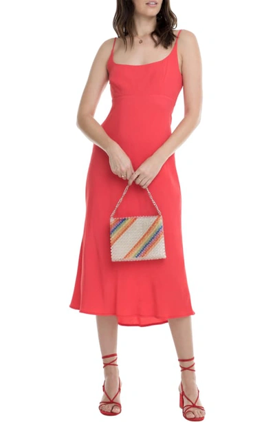 Shop Astr Joan Scoop Neck Midi Dress In Vivid Red