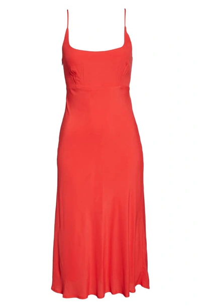 Shop Astr Joan Scoop Neck Midi Dress In Vivid Red