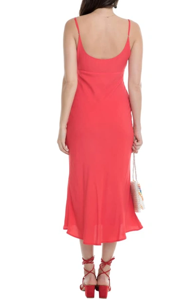 Shop Astr Joan Scoop Neck Midi Dress In Vivid Red