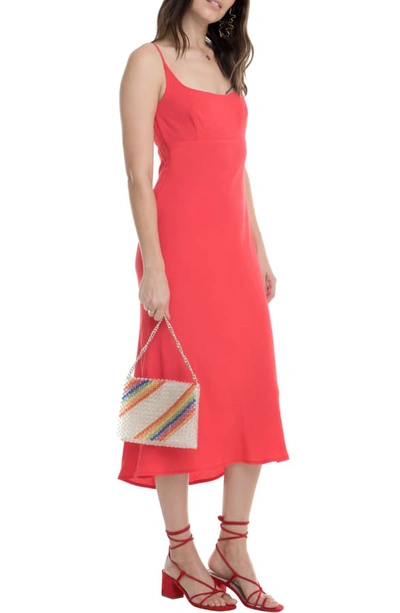 Shop Astr Joan Scoop Neck Midi Dress In Vivid Red