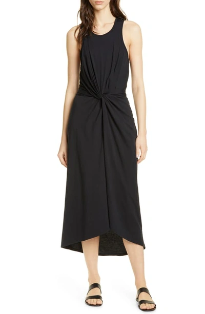 Shop Joie Seamour Twist Front Midi Dress In Caviar