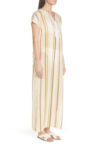 Shop Tory Burch Awning Stripe Cover-up Caftan In Canyon Stripe