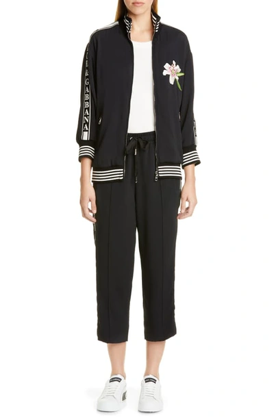 Shop Dolce & Gabbana Lily Embroidered Track Jacket In Black