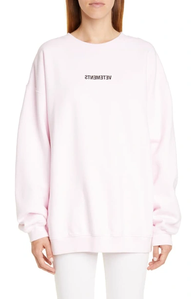 Shop Vetements Inverted Logo Sweatshirt In Light Pink