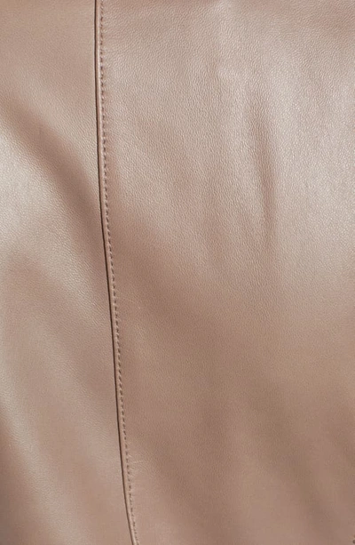 Shop Cole Haan Leather Moto Jacket In Taupe