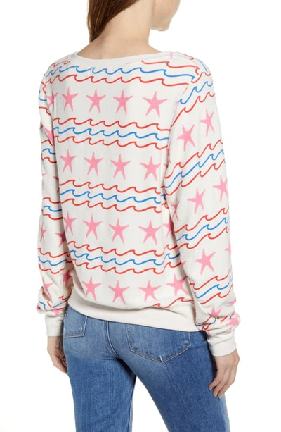 Shop Wildfox Sea Stars & Stripes Baggy Beach Pullover In Vintage Lace