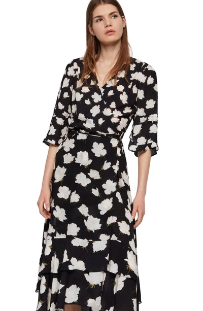 Shop Allsaints Delana Caro Print Wrap Dress In Black