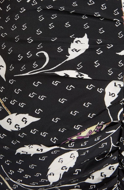 Shop Isabel Marant Floral Print Drape Detail Stretch Silk Skirt In Black