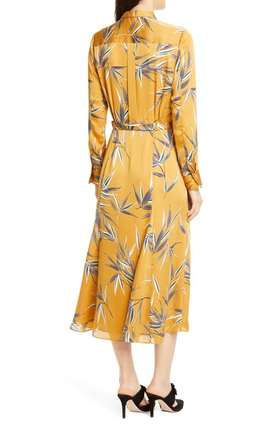 Shop Equipment Sabenne Long Sleeve Midi Shirtdress In Ocre Multi