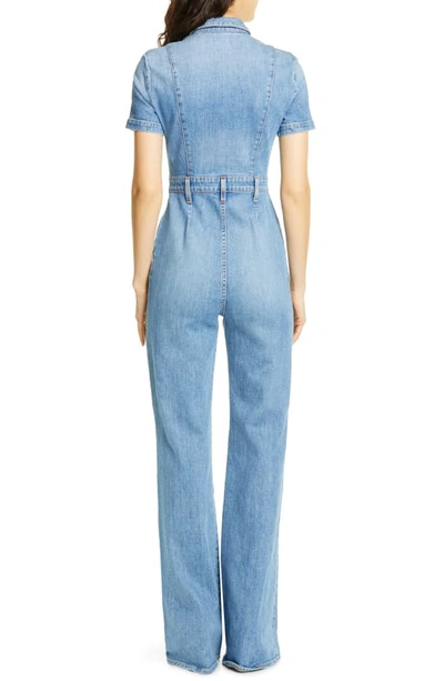 Shop Alice And Olivia Wide Leg Denim Jumpsuit In Love Me