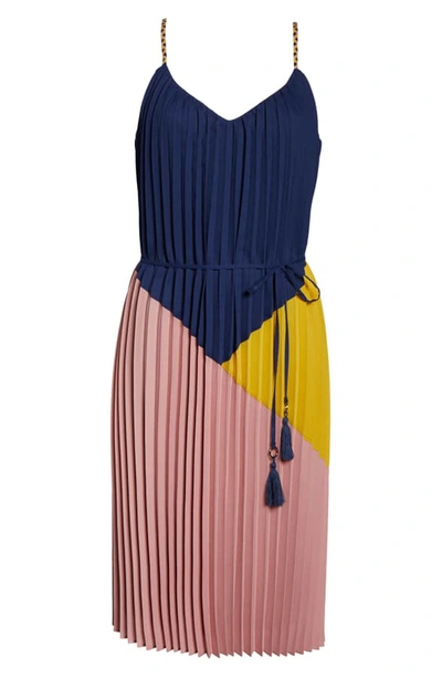Shop Adelyn Rae Colorblock Pleated Dress In Pink Multi