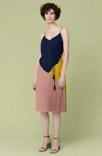Shop Adelyn Rae Colorblock Pleated Dress In Pink Multi