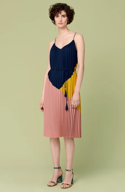 Shop Adelyn Rae Colorblock Pleated Dress In Pink Multi