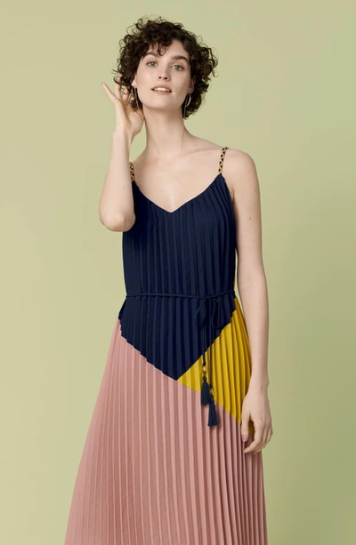 Shop Adelyn Rae Colorblock Pleated Dress In Pink Multi